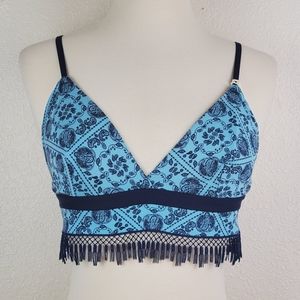 Jasmine & Ginger Wire-free Triangle Bandana Blue Bra Undergarment Top Small  NWT